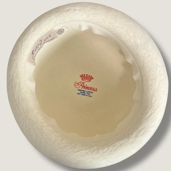 Vintage 1950s Italian Hare Fur Felt Cloche Hat Cream Joske’s Union Made